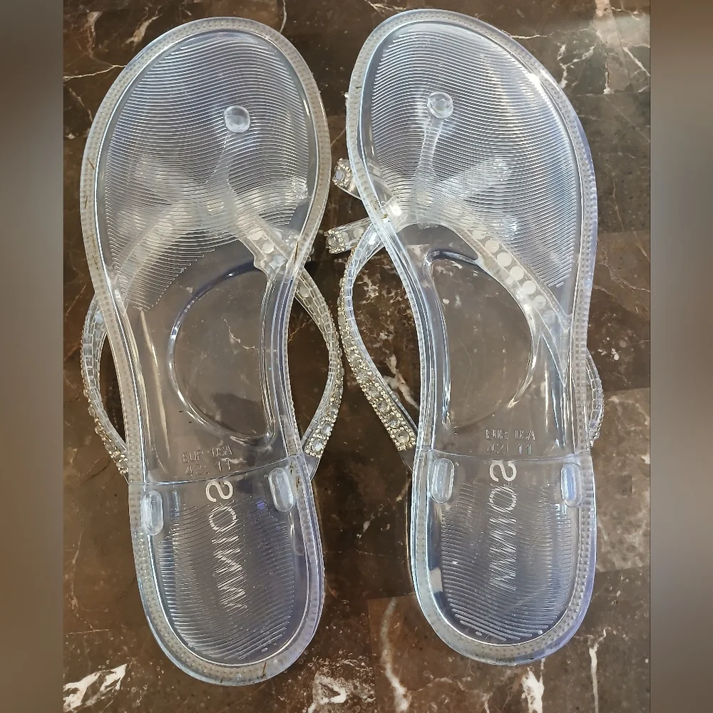 Shimmering Rhinestone Clear Sandals - Picture 6 of 7